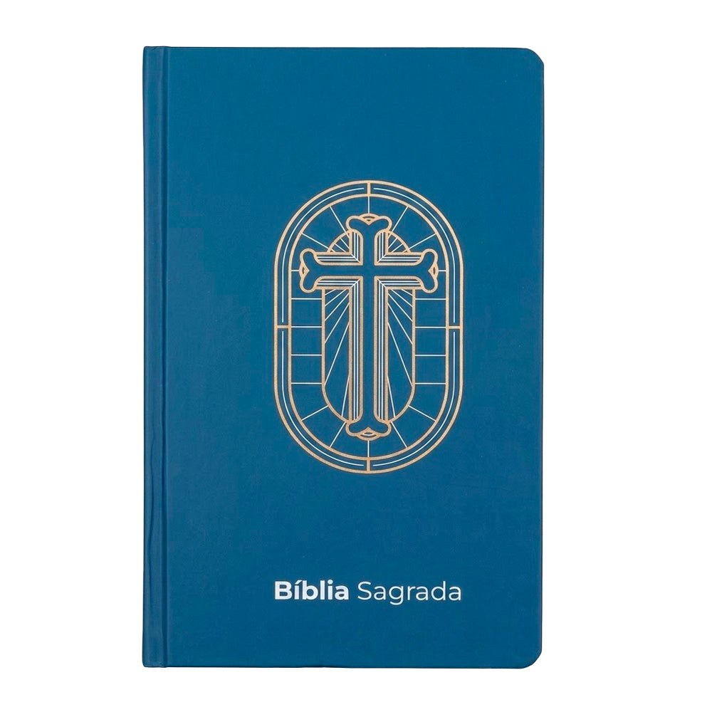 Capa do livro Bíblia Sagrada Vitral Azul | NVI | Letra Grande | Capa Dura, de Editora Plenitude